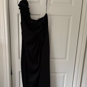 One Shoulder Black Formal Dress